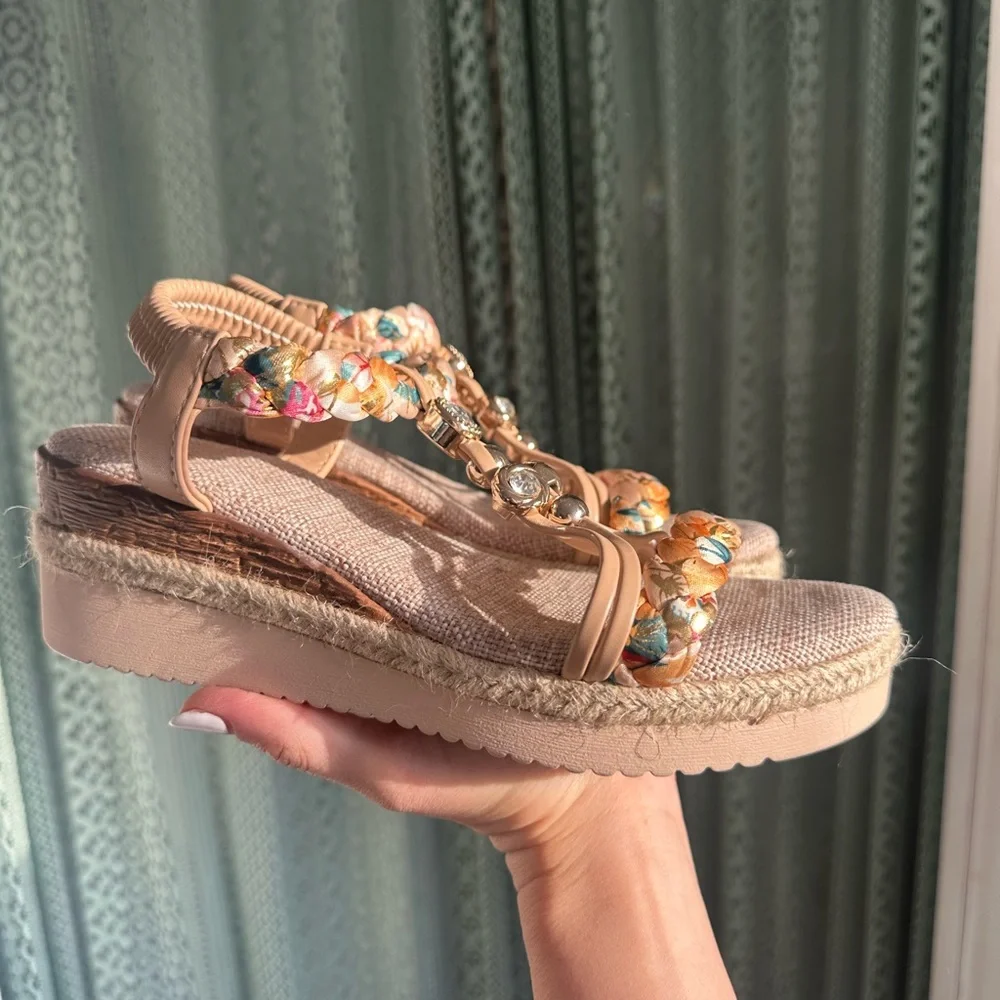 Women's Multicolor Wedge Sandals - Picture 2 of 4